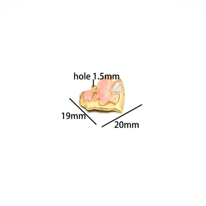 Nice Design Stainless Steel 18k Gold Plated Enamel Zircon Heart Charms Pendant for Jewelry Necklace Making Accessories