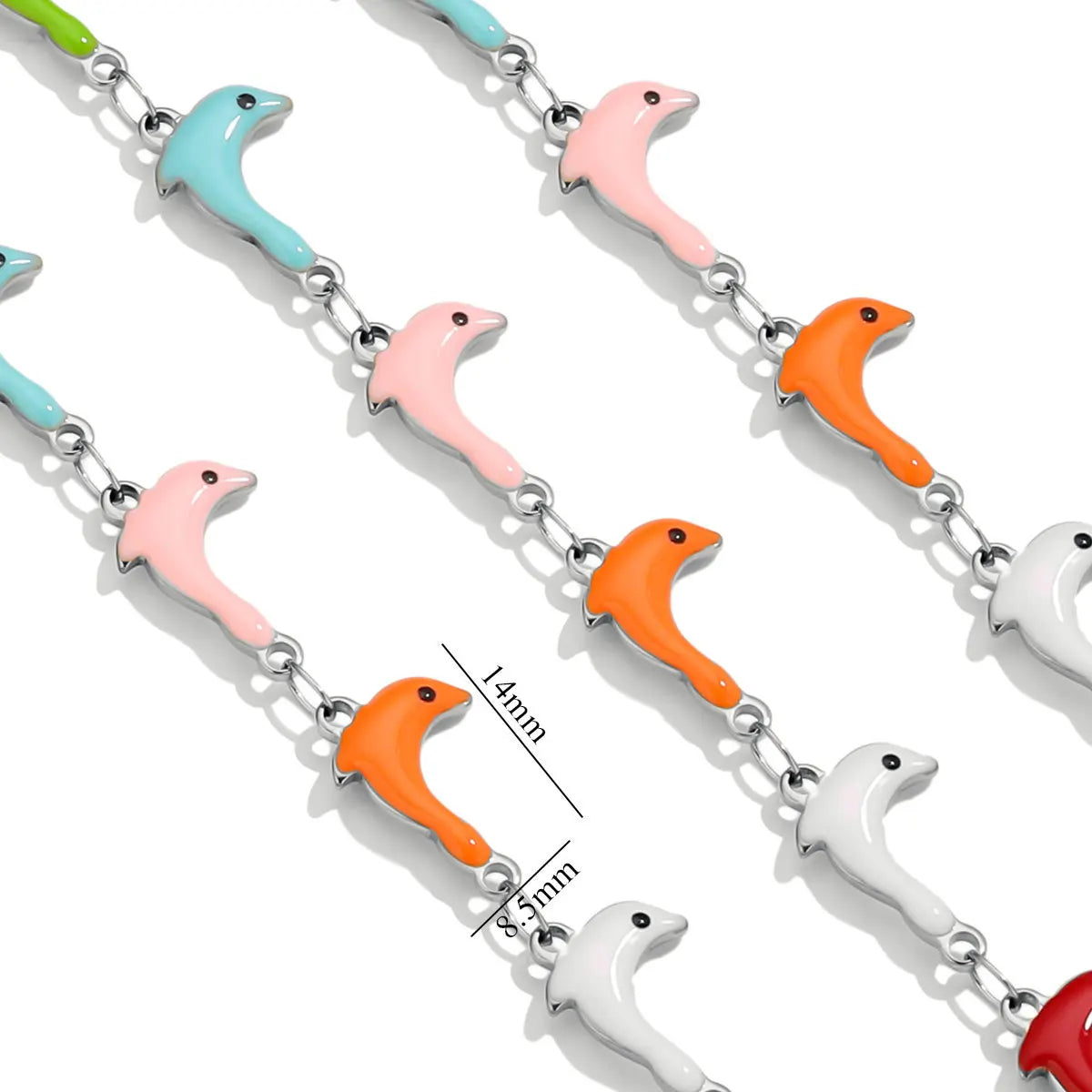 D829 Stainless Steel Ocean Series Enamel Roll Chains Starfish Octopus Fish Connector Chains DIY for Bracelet Necklace Making