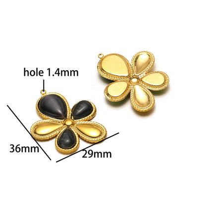 Popular Fashion 18k Gold Plated Stainless Steel Drip-oil Butterfly Flower Heart Charm Pendant for Women Jewelry Making
