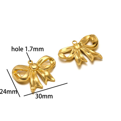 New Handmade DIY Jewelry Accessories 18k Gold Plated Stainless Steel Pearl Bowknot Charm Pendant for Women Jewelry Making