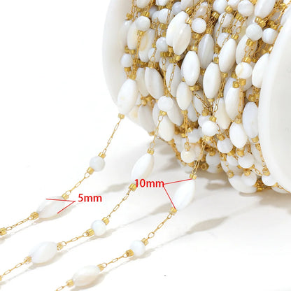 E559 Fashion Stainless Steel Cross Leaf Clip Bead Chain Geometric Stone Necklace Women's Jewelry Accessories Chain