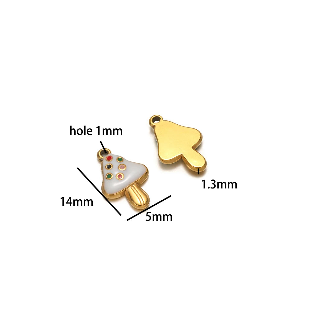 Colorful Fruits Pendant 18k Gold Plated Stainless Steel Strawberry Bananas Cherry Mushroom Charm Pendant for DIY Jewelry Making