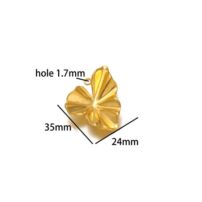 Vintage Stainless Steel18k Gold Plated Heart Flower Leaves Charms Pendant for DIY Jewelry Necklace Earring Making