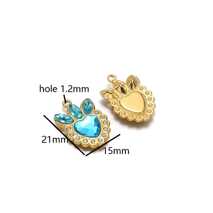 Wholesale Stainless Steel Gold Plated Crown Heart Zircon Charms Pendant for Diy Jewelry Necklace Making Accessories