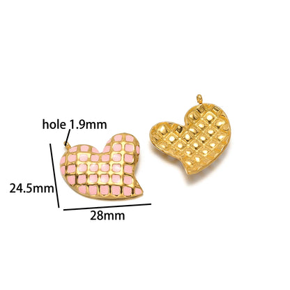 Bohemian Style 18k Gold Plated Stainless Steel Colorful Enamel Heart Charm Pendant for DIY Necklace Jewelry Making