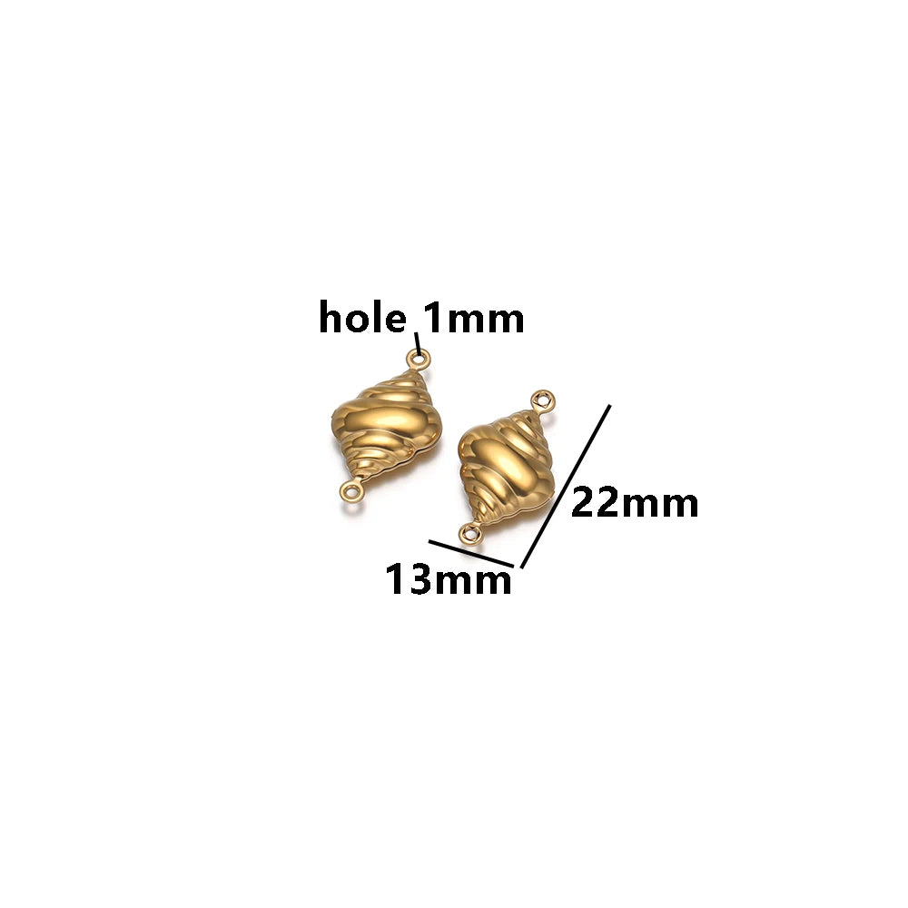 High Quality 18k Gold Plated Stainless Steel Hollow Conch Shell butterfly Starfish Charm Pendant for DIY Necklace Jewelry Making