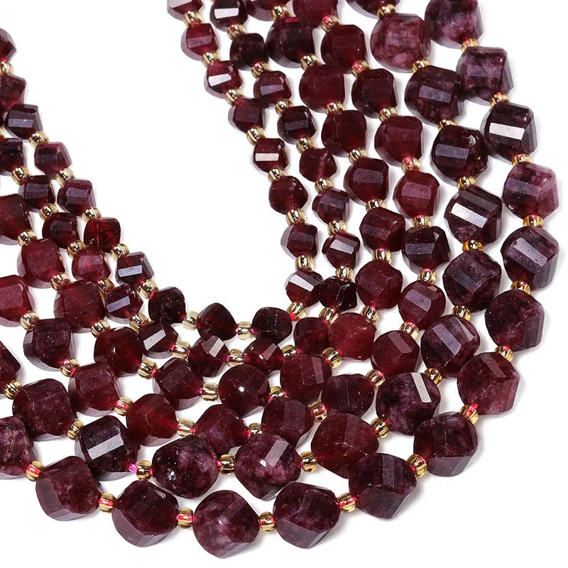 Faceted Helix Twisted 6mm 8mm 10mm Jade Agate Gemstone Beads, Cut Stone Obsidian Rose Quartz Bead for DIY Jewelry Making 18CM