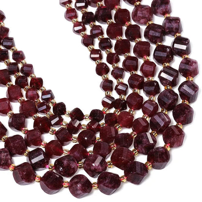 Faceted Helix Twisted 6mm 8mm 10mm Jade Agate Gemstone Beads, Cut Stone Obsidian Rose Quartz Bead for DIY Jewelry Making 18CM