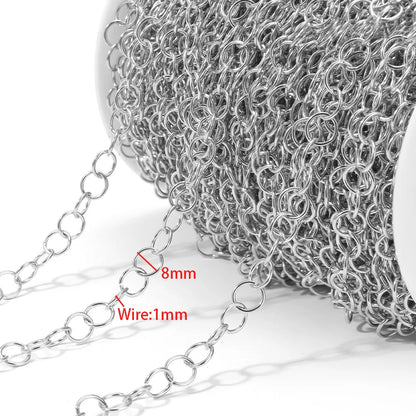 E612  Fashion Stainless Steel Roller Chain Cross Chain Extended O Chain for Jewelry Making