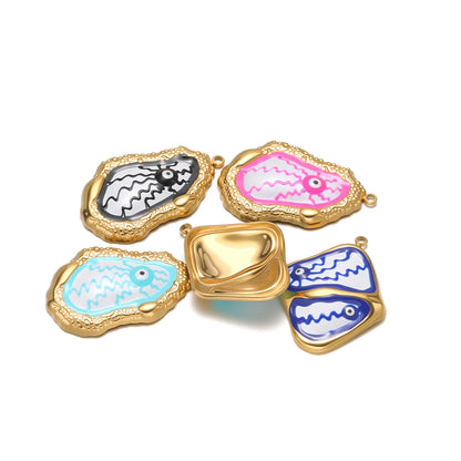 Bulk Gold Plated Eye Charms 35 * 21.5mm, Irregular Teardrop Enamel Pendant, 1.7mm Hole DIY Jewelry Making Supplies for Women