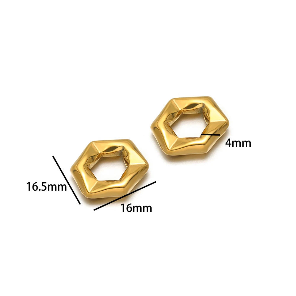 18k Gold Plated Stainless Steel Embossed Heart Water Drop Round Leaf Charm Pendant for DIY Jewelry Making Jewelry Findings