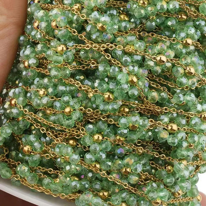 Non Tarnished Stainless Steel Chain Multi Color Flower Chain Crystal Stone Daisy Charms Chain Jewelry Making