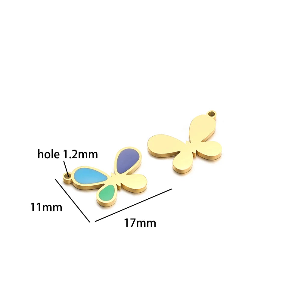 Gold Plated Stainless Steel Enamel Star Gift Bag butterfly Heart Charm Pendant for Jewelry Necklace Making Accessories