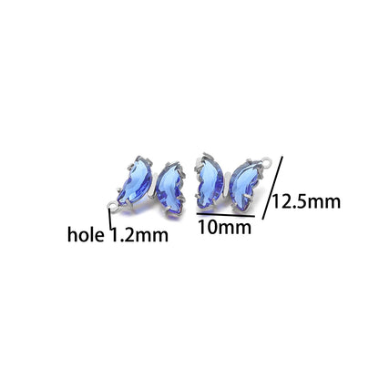 Fashion Colorful Stainless Steel Gold Plated Single Hole Butterfly Crystal Stone Charm Pendant for Jewelry Making