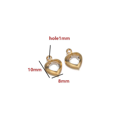 Gold Plated Heart Charms with Colored Glass DIY Jewelry Making Pendant Accessories Wholesale