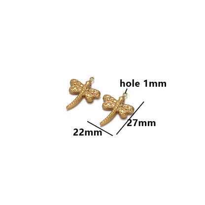High Quality 18k Gold Plated Stainless Steel Hollow Conch Shell butterfly Starfish Charm Pendant for DIY Necklace Jewelry Making