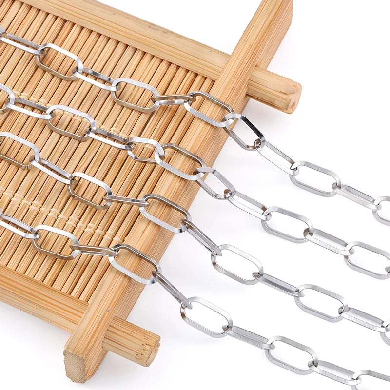 D397 High Quality Semi-Finished Waterproof Stainless Steel Rectangle Link Paperclip Cross Chain for Jewelry Necklace Making