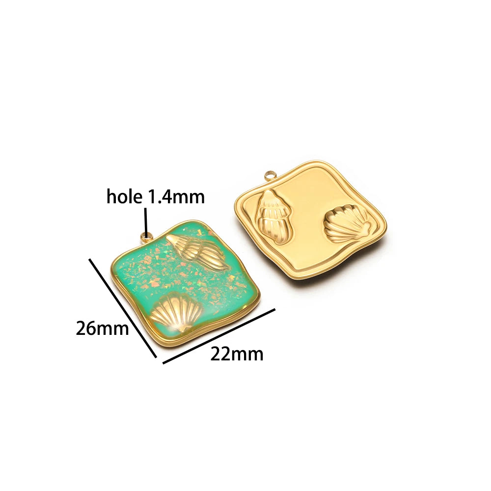Exquisite Stainless Steel 18k Gold Plated Enamel Sea Turtle Sea Horse Charm Pendant for Jewelry Necklace Making
