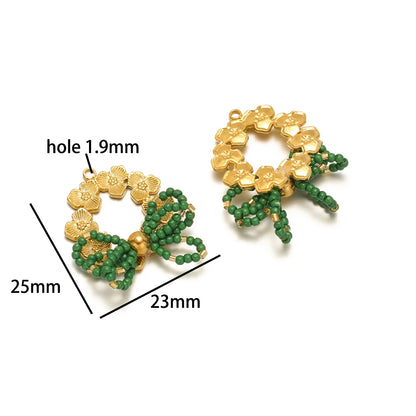Trend Creative 18k Gold Plated Stainless Steel Flower Butterfly Heart Crystal Glass Bead Charm Pendant for  DIY Jewelry Making