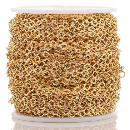 High Quality Gold Plated Stainless Steel Chain Pressed Embossed Fan Shape Chain for Bulk Chain Diy