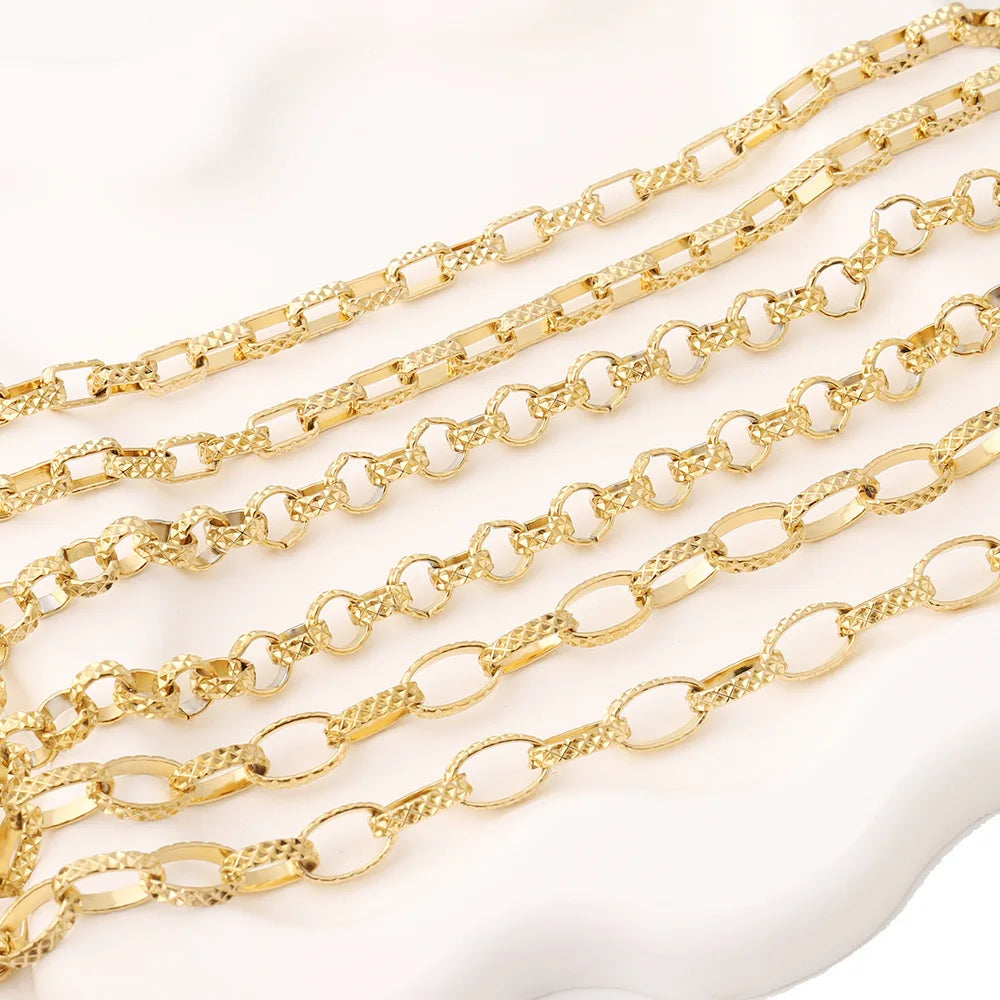 D263 Fashion Handmade Necklace Bracelet Chain Stainless Steel Gold Silver Plated Unique Link Roll Chain Custom