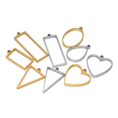 304 Stainless Steel 18k Gold Plated Rhombus Heart Moon Square Charm Pendant for DIY Handmade Necklace Jewelry Making