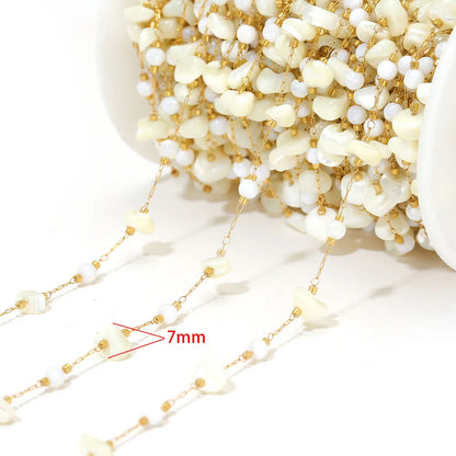 E559 Fashion Stainless Steel Cross Leaf Clip Bead Chain Geometric Stone Necklace Women's Jewelry Accessories Chain