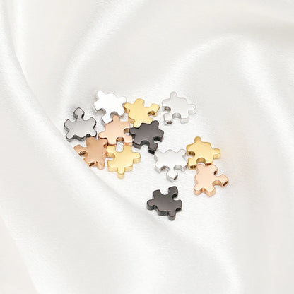 18k Gold Plated Stainless Steel Creative Puzzle Beads Charm Pendant for DIY Necklace Jewelry Making Accessories