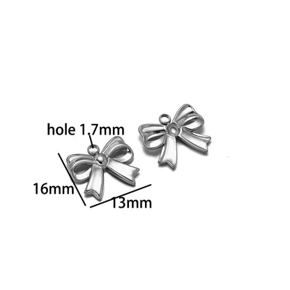 New Handmade DIY Jewelry Accessories 18k Gold Plated Stainless Steel Pearl Bowknot Charm Pendant for Women Jewelry Making