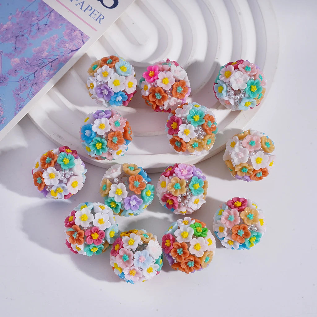 Mini Cute Round White Pearls & Mixed Colorful 20mm Acrylic & Plastic Beads for Pen Beads