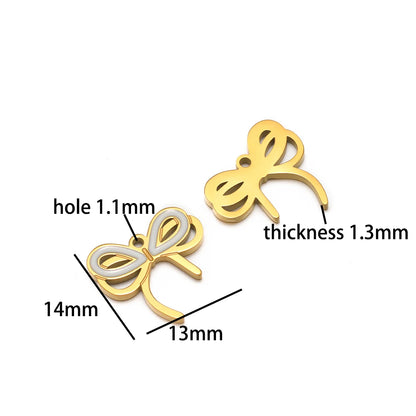 High Quality 18k Gold Plated Stainless Steel Enamel Bowknot Charm Pendant for DIY Necklace Jewelry Making Supplies Accessories