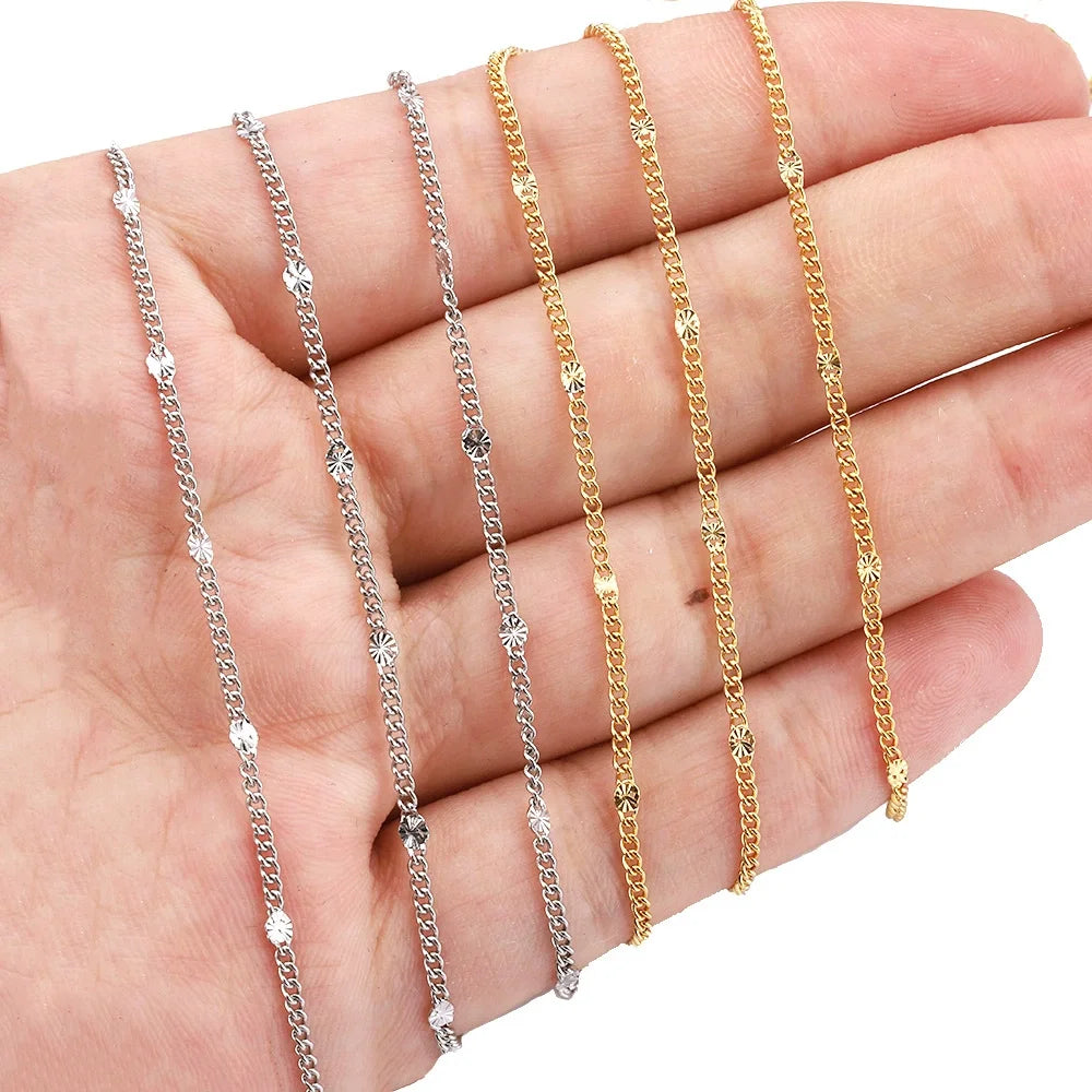 B355 Shiny Amazing Sequins Chain Small Stainless Steel Chain Wholesale Chain for Necklace Making
