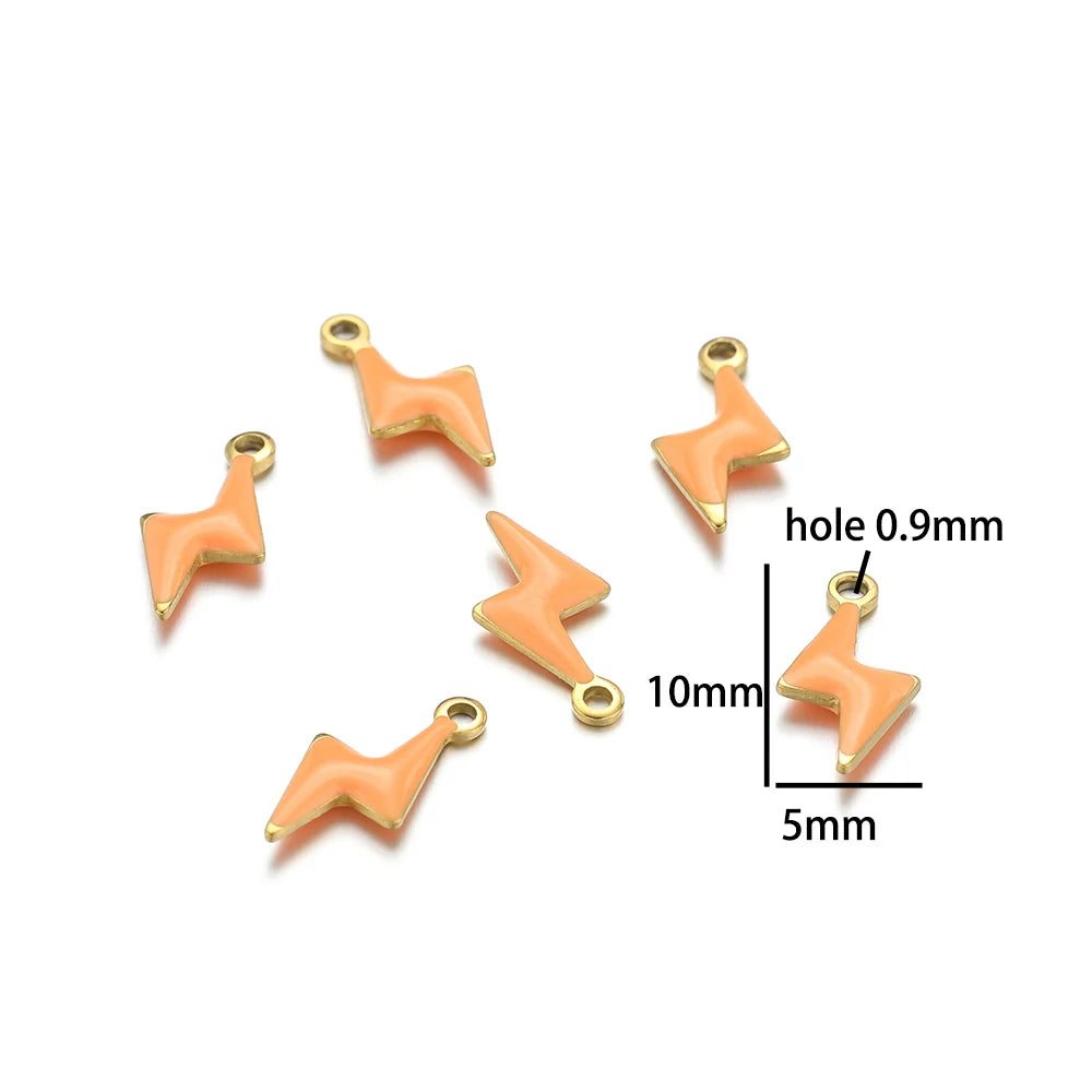 Luxury Charms 304 Stainless Steel 18k Gold Plated Moon Star Cross Lightning Enamel Charm Pendant for DIY Jewelry  Making