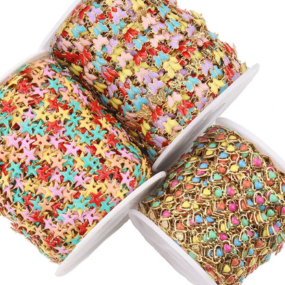 B1609 Colorful 14k Gold Filled Chain Enamel Chain Star butterfly Charms Stainless Steel Chain Accessory Jewelry