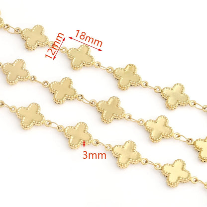 D529 New Stainless Steel Hollow Four Leaf Chain PVD Gold Plated Clover Chain for Fashion Diy Jewelry Making