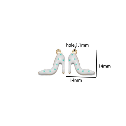Candy Color Pendant Stainless Steel 18k Gold Plated Oil Drop High Heel Shoes Shape Charm Pendant for Jewelry Necklace Making