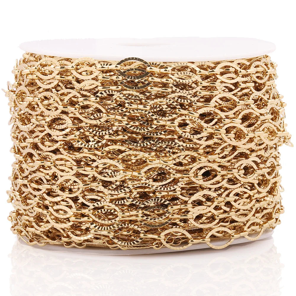 A839 Hot Sale 14K Gold Plated Stainless Steel Chain Jewelry,fashion Hollow Out Gold Chain for Necklace Bracelet Jewelry Making