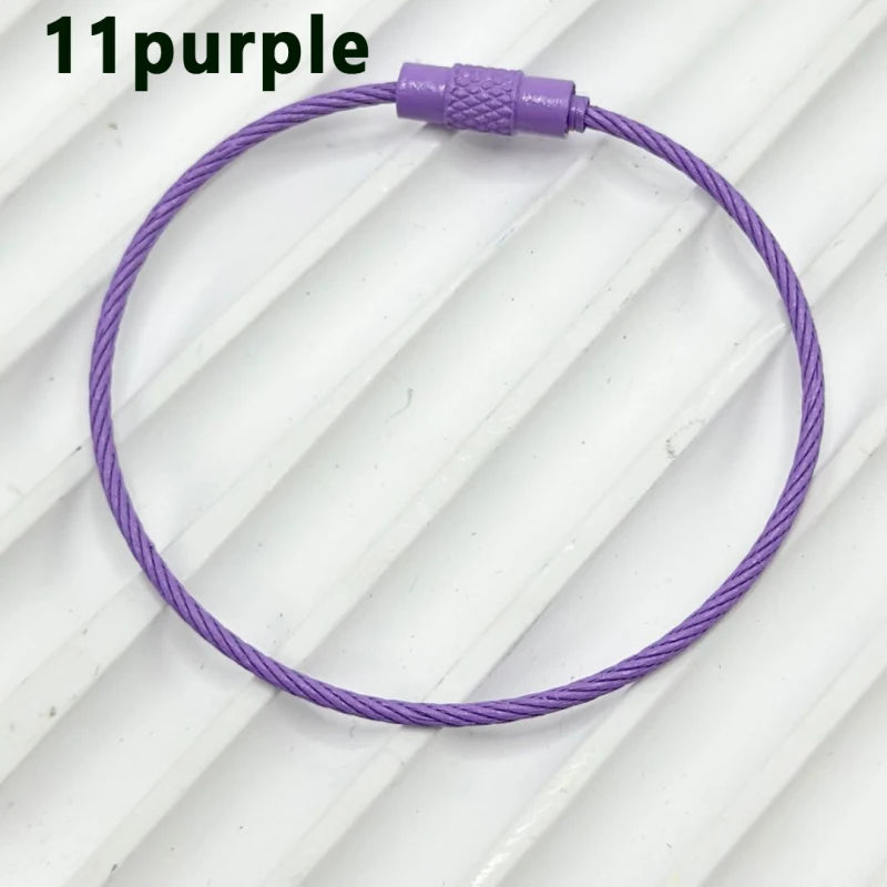 100pcs Solid Color Spray Painted Beadable Classic Gift Keychain Ring Rotatable Screw Wire Rope DIY Bag Jewelry Accessories