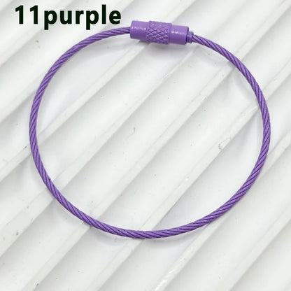 100pcs Solid Color Spray Painted Beadable Classic Gift Keychain Ring Rotatable Screw Wire Rope DIY Bag Jewelry Accessories
