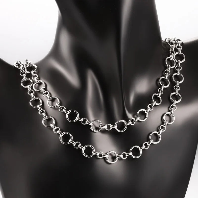 A1625 Unique Round Circle Link Chain Fashion Stainless Steel Bulk Roll Jewelry Chain for Necklace Jewelry Diy