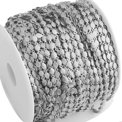 D799 Factory Wholesale Vaccum Stainless Steel Roll Chain Embossed Leaf Connectors Chain Accessory Handmade Jewelry Custom