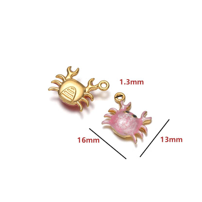 High Quality Jinrou 18K Gold Plated Stainless Steel Enamel Crab Shape Pendant Findings for Necklace and Earrings Jewelry Making