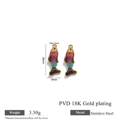 304 Stainless Steel Enamel Small Fish Pendants Multiple Styles Colorful Cartoon-shaped Charms DIY Necklaces