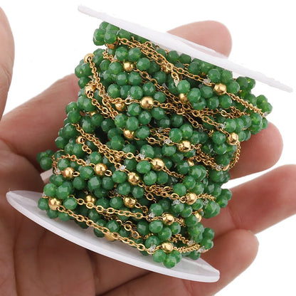 B2403 Stainless Steel Chain Multi Color Flower Chain Crystal Stone Chain Jewelry Making
