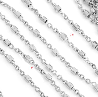 F057 304 Stainless Steel Cross Tube Chains Protective Coating Beads Chain Rosary for Jewelry Bag Chains Making