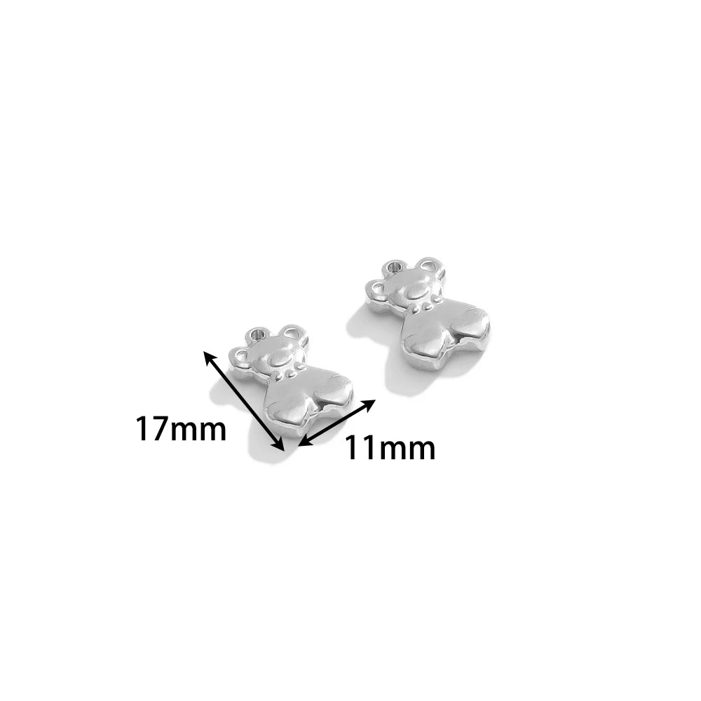 Popular Stainless Steel Gold Plated Charm Love Lock Bear Heart  Charm Pendant for DIY Jewelry Necklace Making
