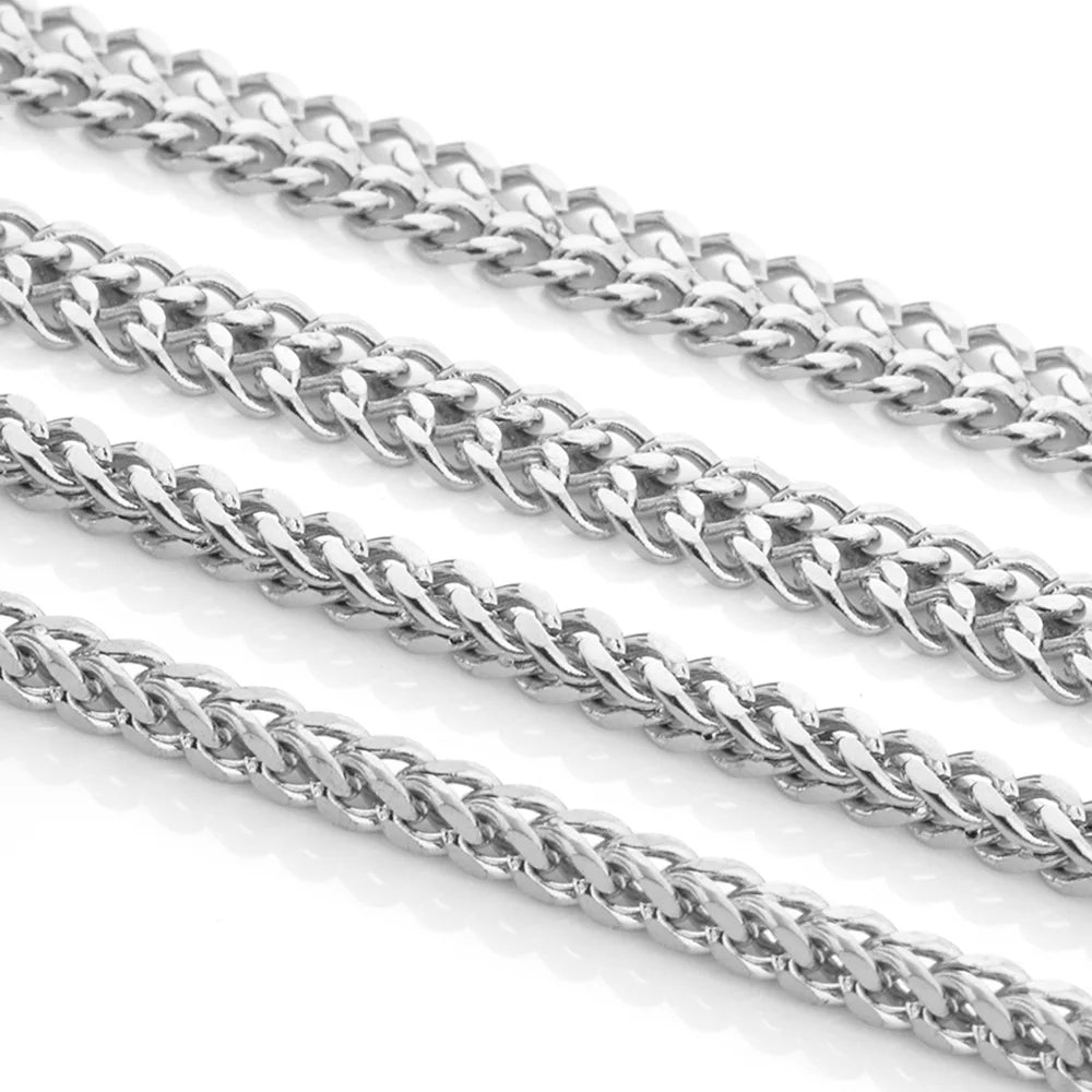 E409 Fashion Jewelry Hip-Hop Style Gold Plated Double Rows Cuban Chain Stainless Steel Necklace for Men Women