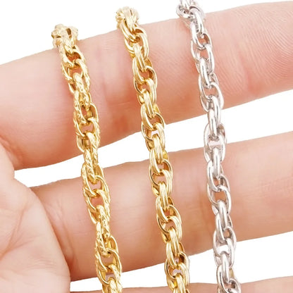 B4583 Permanent 18k Gold Vacuum Plated Twist Stainless Steel Chain Thick Hip Hop Chain for Jewelry Diy