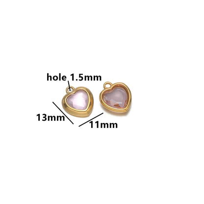 Fashion Stainless Steel 18k Pvd Gold Plated Heart Shaped Charms Pendant for DIY Jewelry Necklace Making