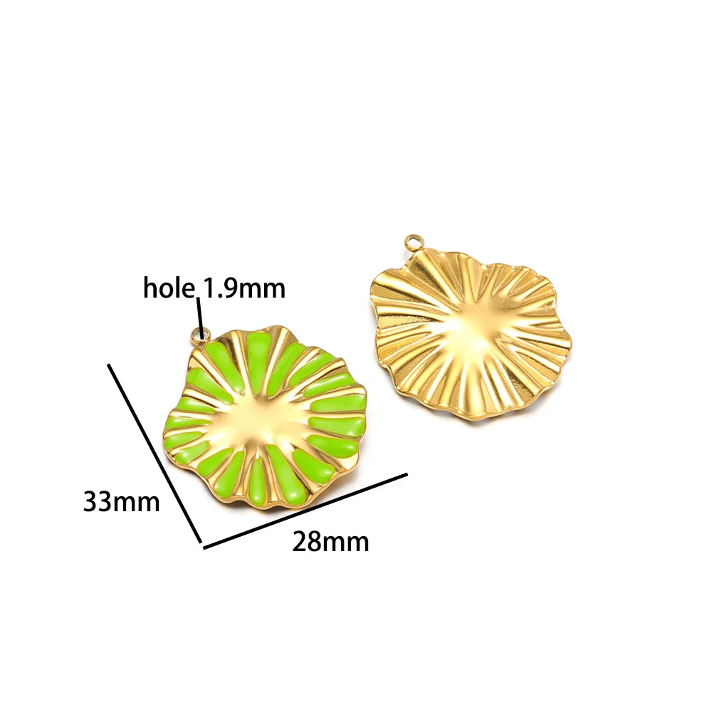 Vintage Style Stainless Steel 18k Gold Plated Enamel Star Round Charm Pendant for Jewelry Necklace Making Accessories